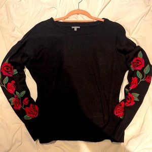 Black sweater with roses